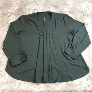 Ann Taylor Womens Size XL Dark Green Long Sleeve Blouse